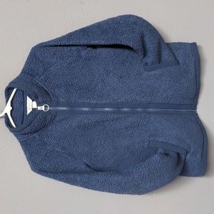 PS petite small blue fluffy soft inside&out full zip up collar jacket w pockets